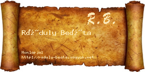 Ráduly Beáta névjegykártya