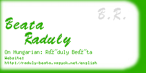 beata raduly business card